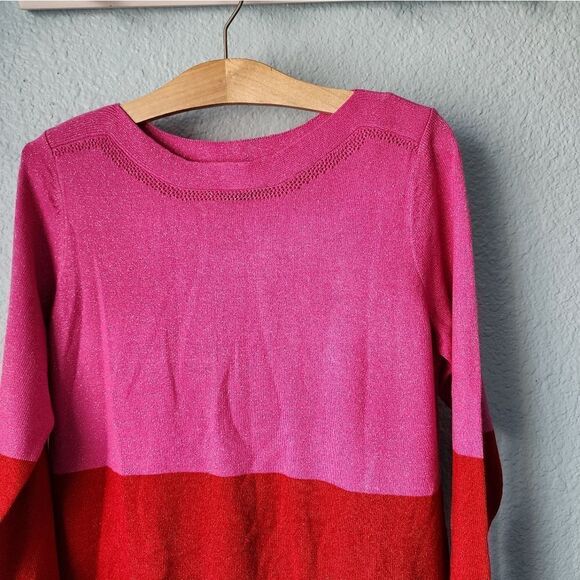 Apt. 9 festive two color block long sleeve sweater - Picture 4 of 11